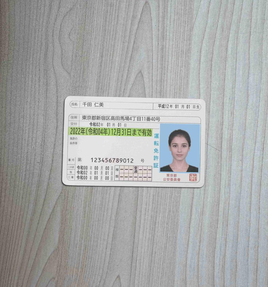 synthetische Testdaten für japanischen Führerschein